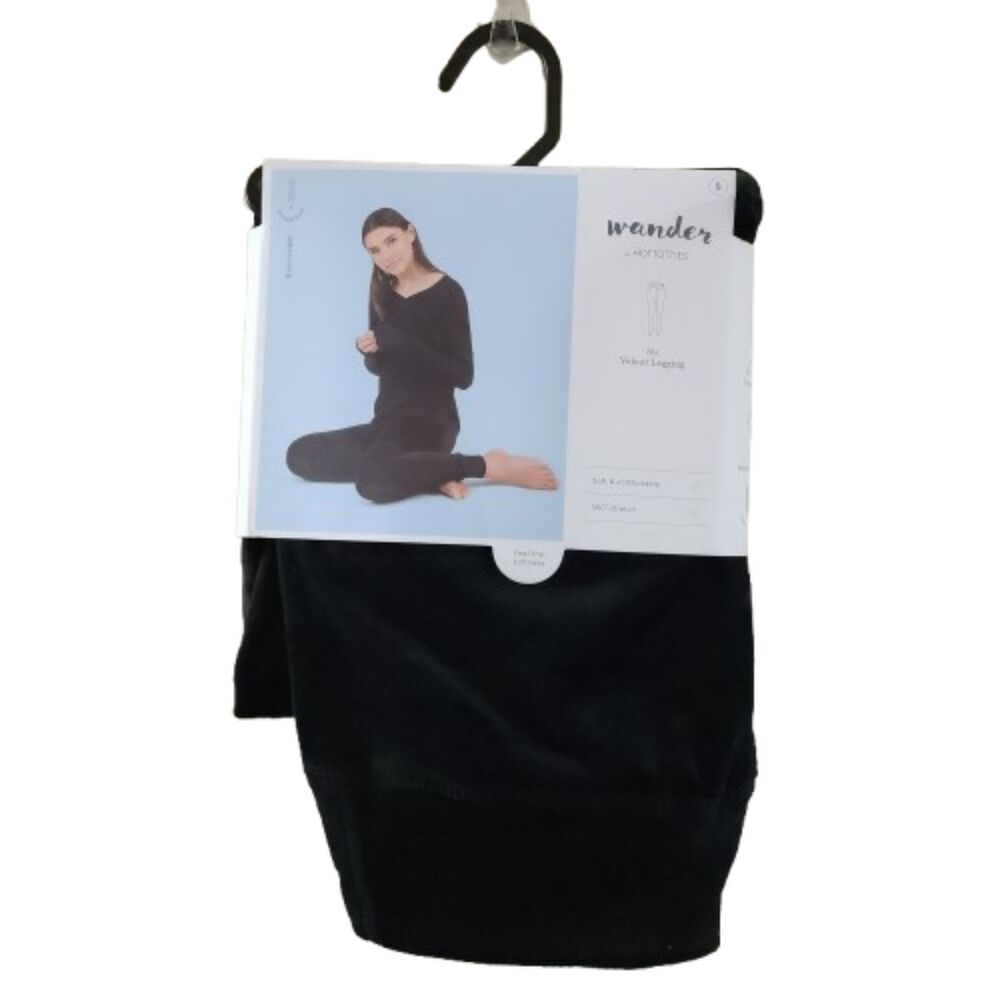 Wander By Hottotties Soft Black Velour Legging Small NWT